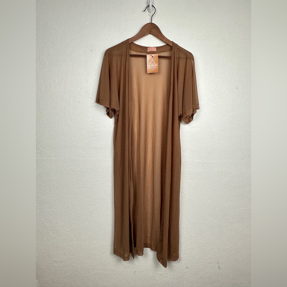 Duster Open Long Over Shirt Sheer Short Sleeve Size Small Medium Cover Up NWT